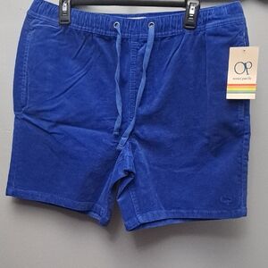 OP Vibrant Blue Corduroy Cobalt Blue Shorts Size Large New